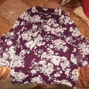 Burgundy Floral Blouse